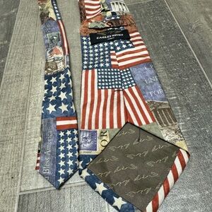 Eagles Wings Patriotic American Flag Patchwork Tie in Blue & Red